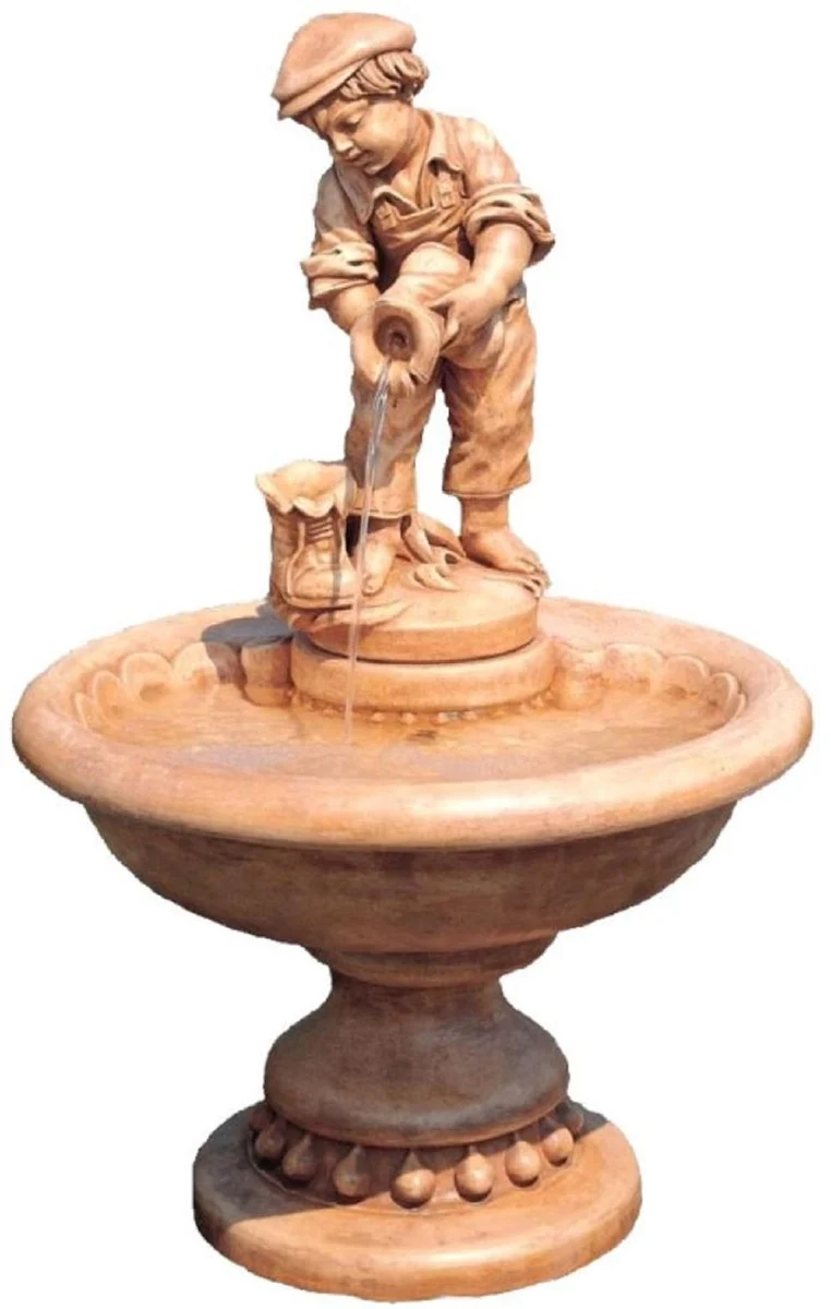Casa Padrino Barock Springbrunnen Junge Beige Ø 70 x H. 113 cm