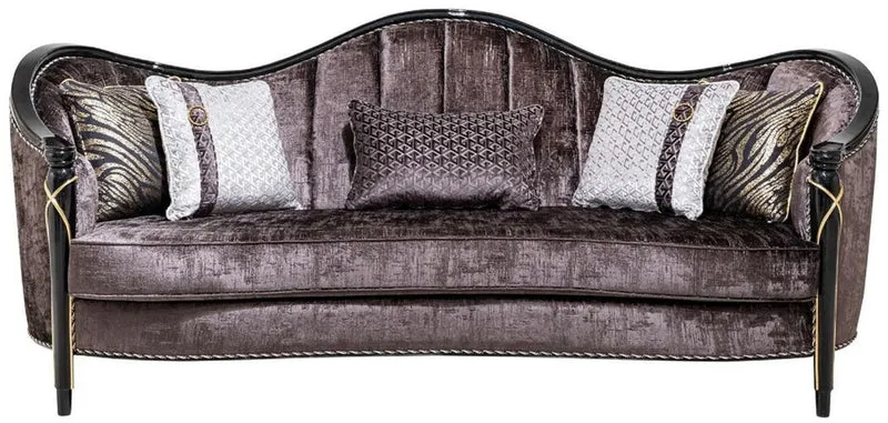Casa Padrino Luxus Barock Wohnzimmer Möbel Set Lila / Schwarz / Gold