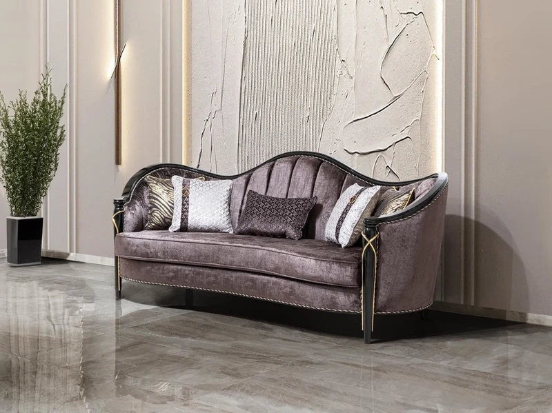 Casa Padrino Luxus Barock Wohnzimmer Möbel Set Lila / Schwarz / Gold