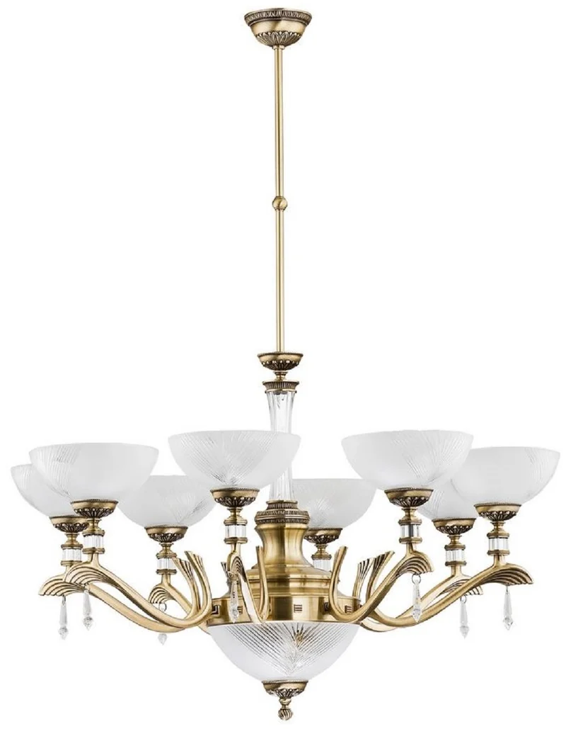 Casa Padrino Luxus Barock Kristall Kronleuchter Messing mit Patina / Weiß Ø 88 cm