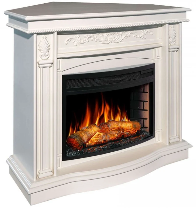 Casa Padrino Barock LED Elektro Eckkamin Weiß 111 x 99,7 x H. 97,5 cm