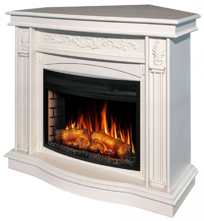 Casa Padrino Barock LED Elektro Eckkamin Weiß 111 x 99,7 x H. 97,5 cm