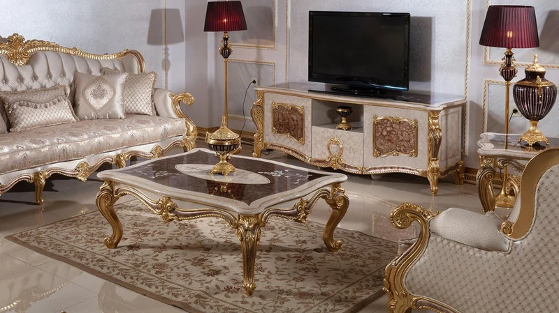 Casa Padrino Luxus Barock Beistelltisch Weiß / Braun / Gold H. 60 cm