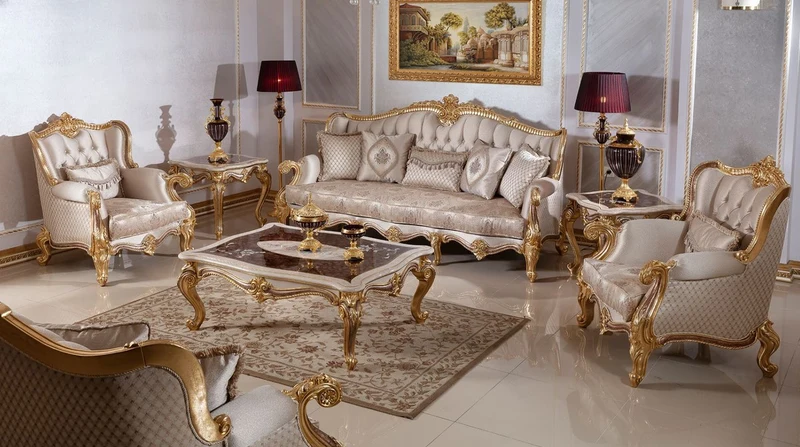 Casa Padrino Luxus Barock Beistelltisch Weiß / Braun / Gold H. 60 cm