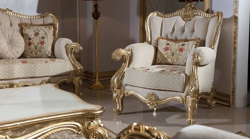 Casa Padrino Luxus Barockstil Wohnzimmer Möbel Set Grau / Weiß / Gold
