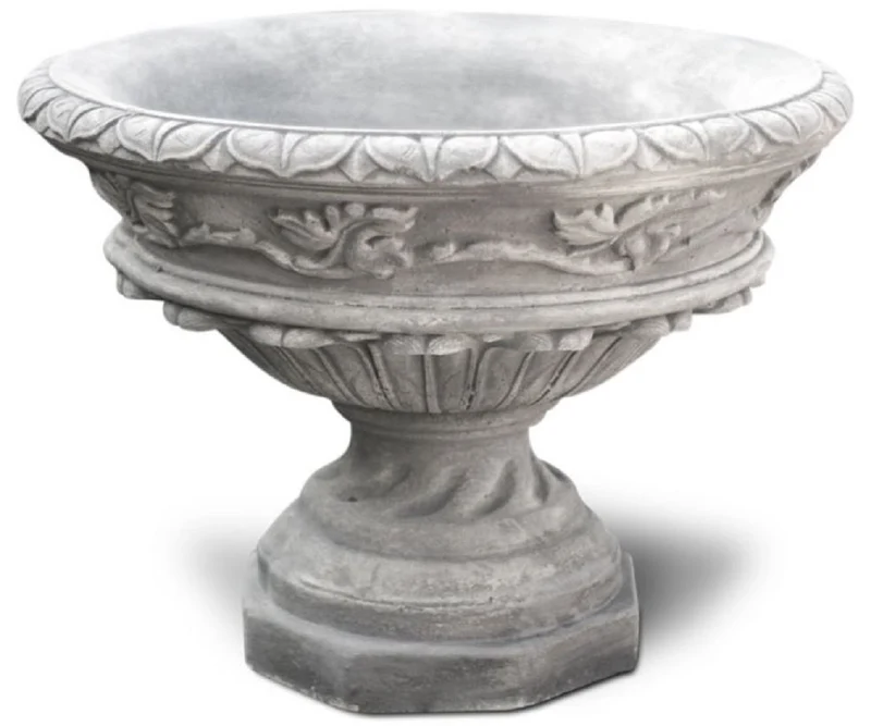 Casa Padrino Barock Garten Deko Blumentopf Antik Grau Ø 70 x H. 50 cm