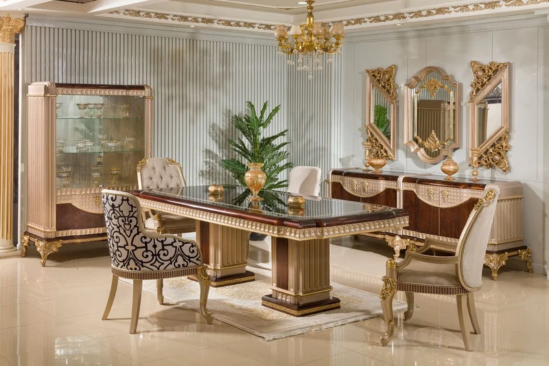 Casa Padrino Luxus Barock Sideboard und 3 Wandspiegel Dunkelbraun / Grau / Gold - Barock Möbel
