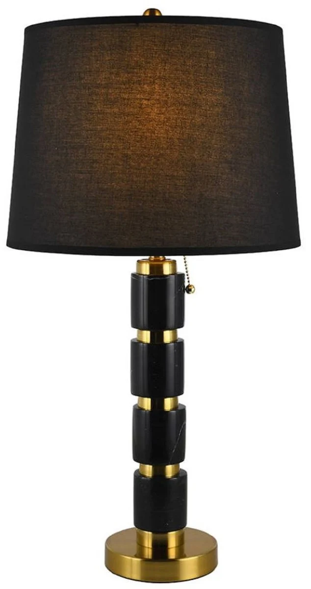Casa Padrino Luxus Marmor Tischleuchte Schwarz / Gold H. 70 cm
