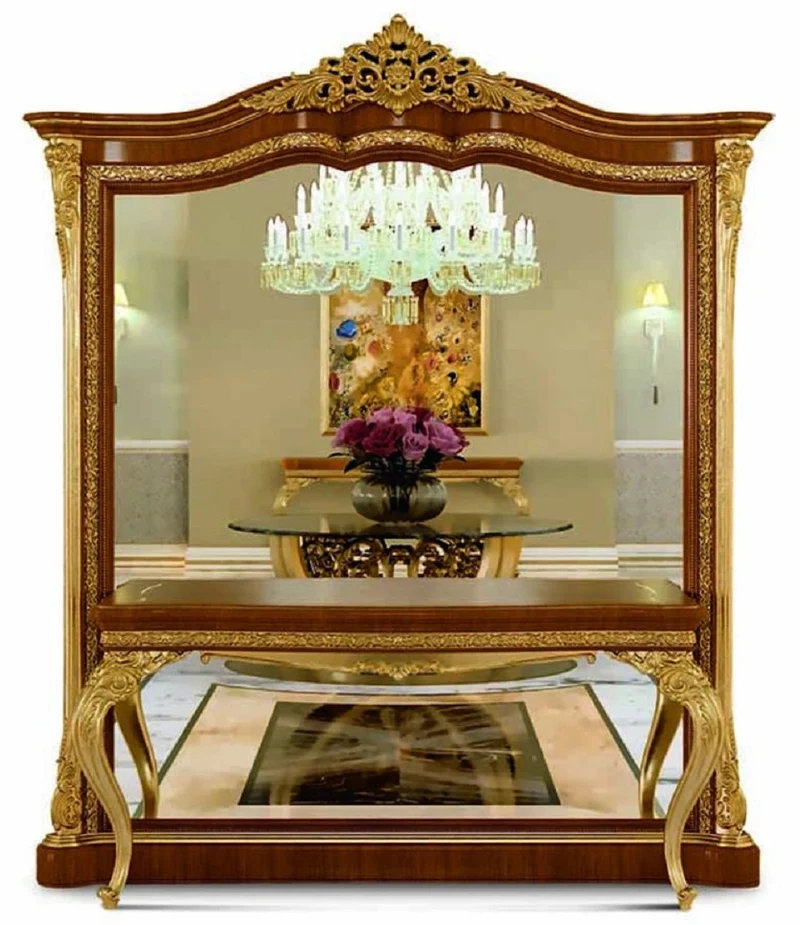 Casa Padrino Luxus Barock Spiegelkonsole Braun / Gold - Barock Möbel - Made in Italy