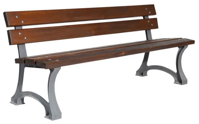 Casa Padrino Industrie Stil Gartenbank Dunkelbraun / Grau 180 cm
