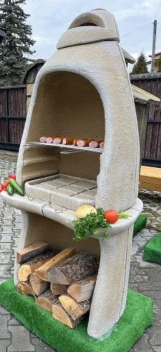 Casa Padrino Luxus Beton Gartengrill Sandfarben 156 x 61 x H. 223 cm