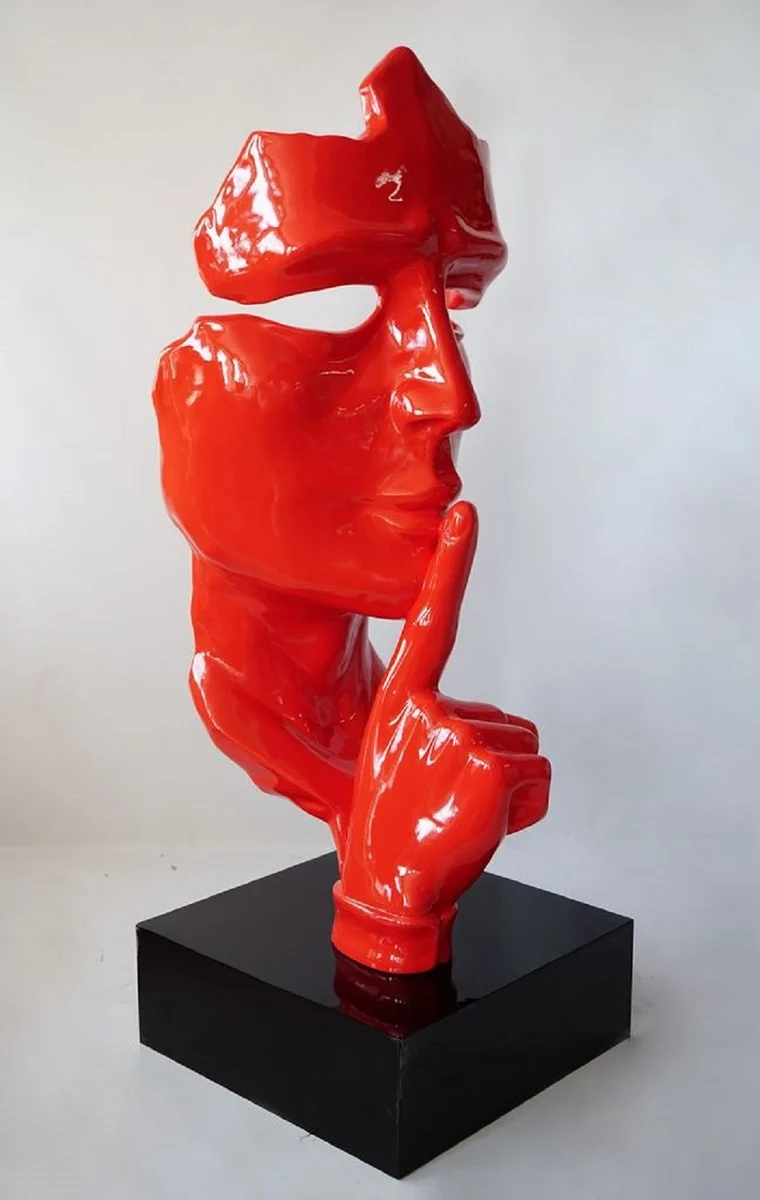 Casa Padrino XXL Deko Skulptur Rot / Schwarz H. 190 cm