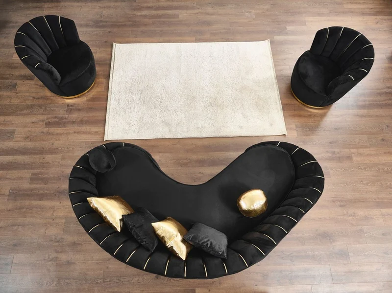 Casa Padrino Luxus Wohnzimmer Sessel Schwarz / Gold Ø 75 x H. 90 cm