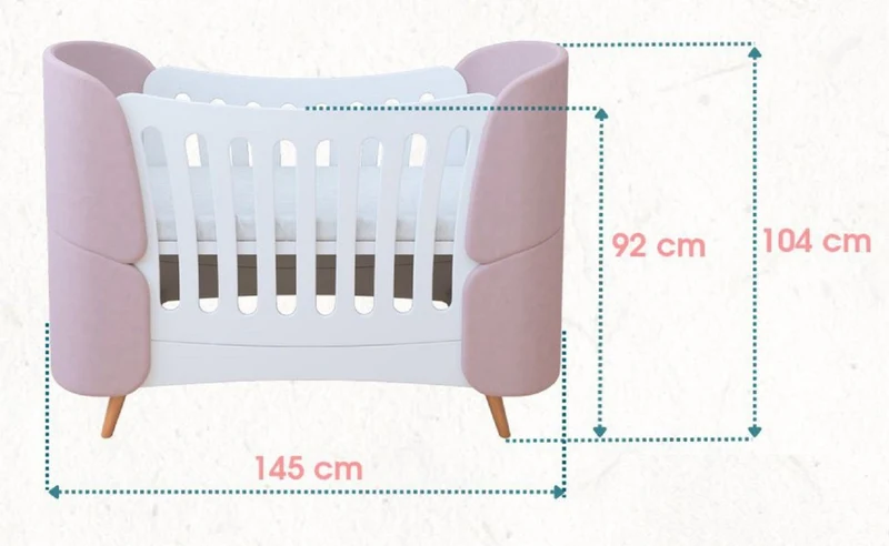 Casa Padrino Luxus Babybett Weiß / Grau / Naturfarben 145 cm