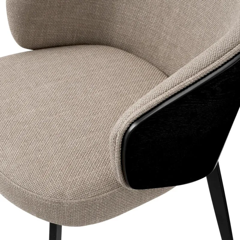 Casa Padrino Luxus Esszimmer Stuhl Grau / Schwarz 57 x 62 x H. 77 cm - Küchenstuhl mit Armlehnen - Esszimmer Möbel - Luxus Möbel - Luxus Qualität
