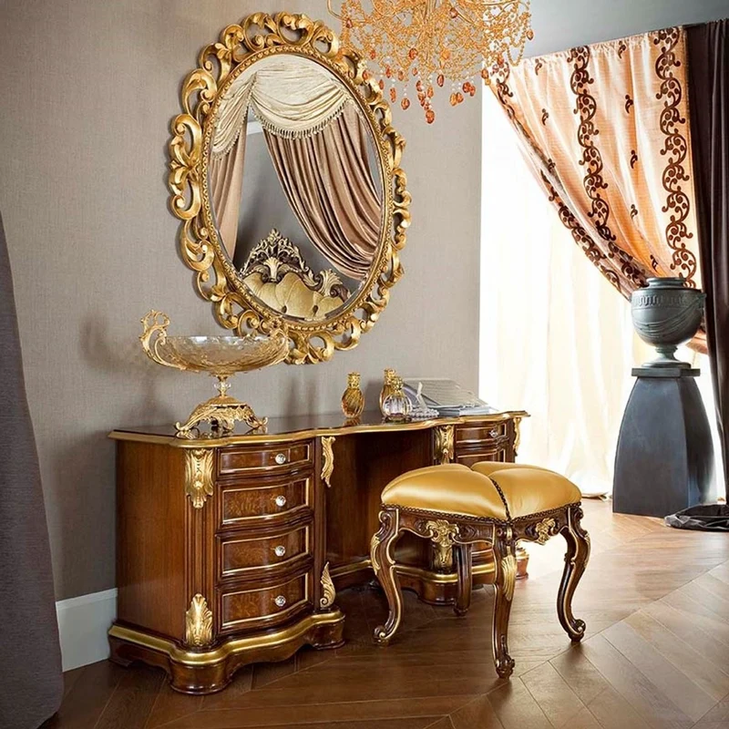 Casa Padrino Luxus Barock Wandspiegel Gold - Runder Barockstil Spiegel - Italienischer Barock Schlafzimmer Spiegel - Luxus Qualität - Made in Italy