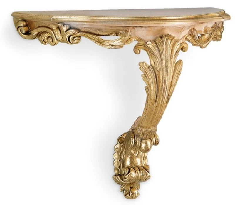 Casa Padrino Luxus Barock Wandkonsole Antik Gold / Beige - Handgefertigte Massivholz Wanddeko Konsole im Barockstil - Italienische Barock Wanddeko - Barock Möbel - Luxus Qualität - Made in Italy