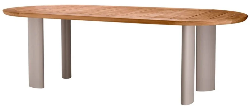 Casa Padrino Luxus Garten Esstisch Naturfarben / Sandfarben 247 cm