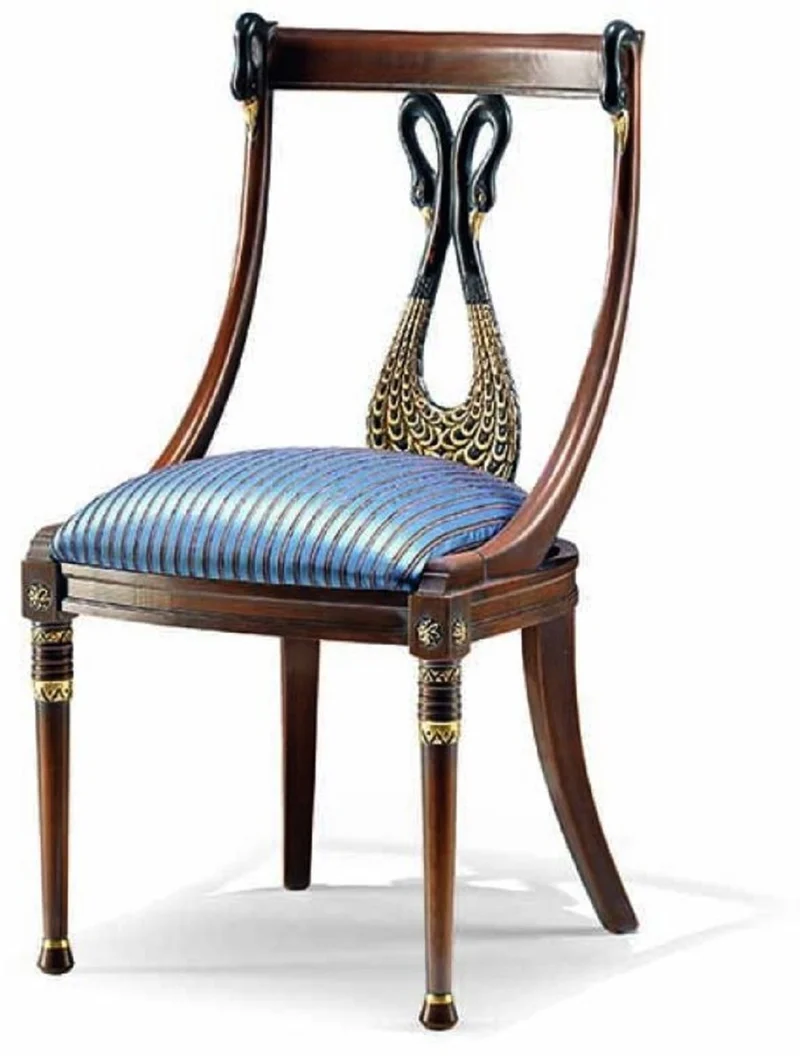 Casa Padrino Luxus Barock Esszimmer Stuhl Blau / Braun H. 98 cm - Made in Italy
