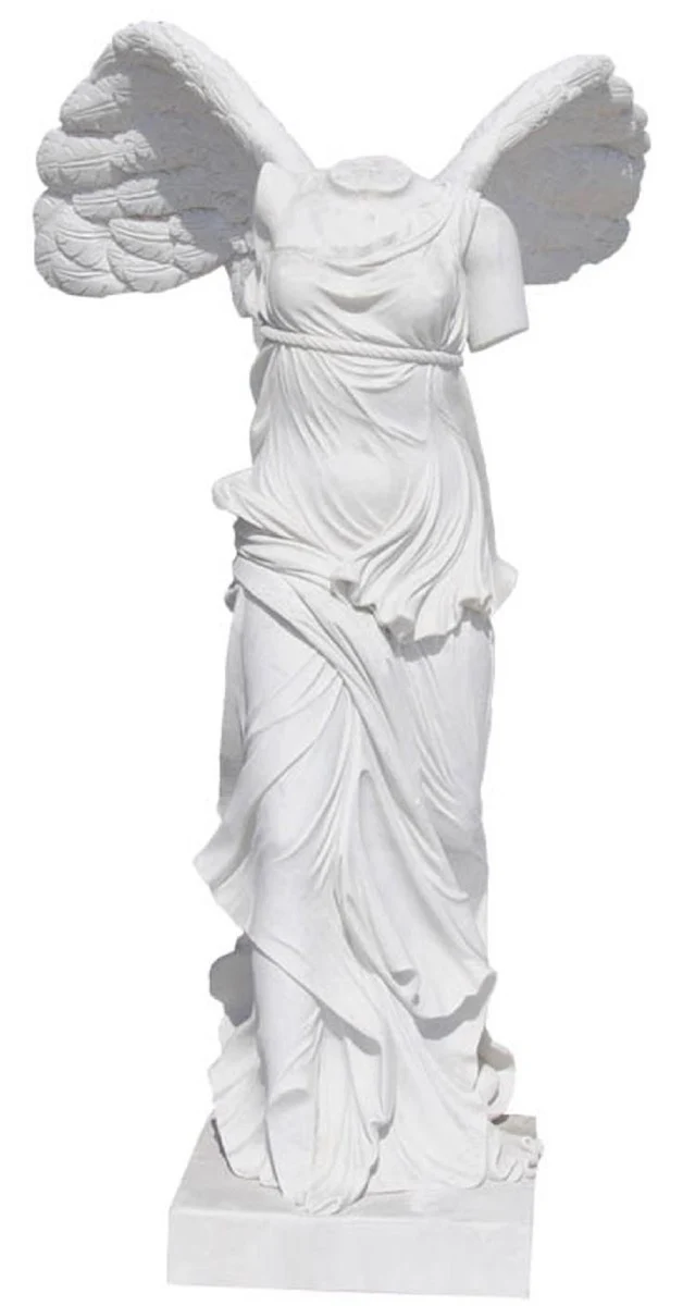Casa Padrino Luxus Barock Marmor Deko Skulptur mit Flügel Weiß H. 180 cm