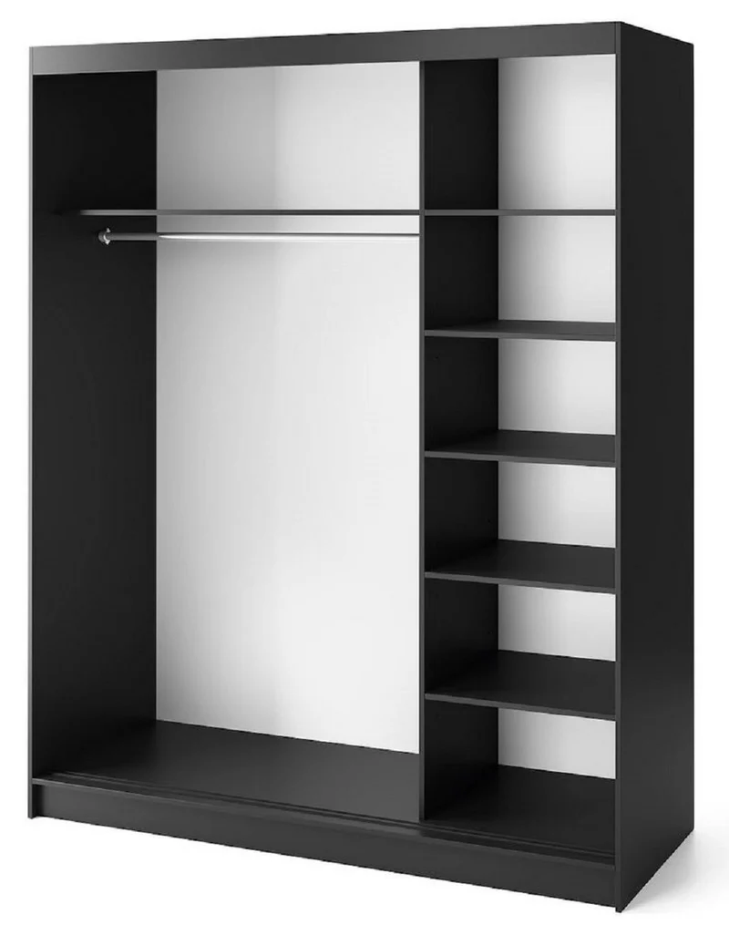 Casa Padrino Luxus Schlafzimmerschrank Schwarz / Braun 180 x 60 x H. 220 cm - Kleiderschrank mit 3 Schiebetüren - Schlafzimmer Möbel - Hotel Möbel - Luxus Möbel