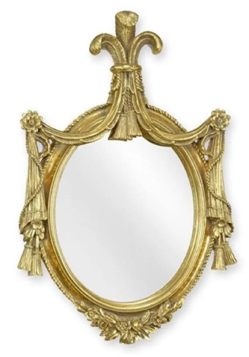 Casa Padrino Barock Spiegel Gold 29,2 x H. 43,4 cm - Prunkvoller Barockstil Kunstharz Wandspiegel - Barock Möbel - Edel & Prunkvoll