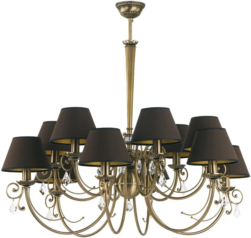 Casa Padrino Luxus Barock Kristall Kronleuchter Messing mit Patina / Dunkelbraun Ø 90 cm