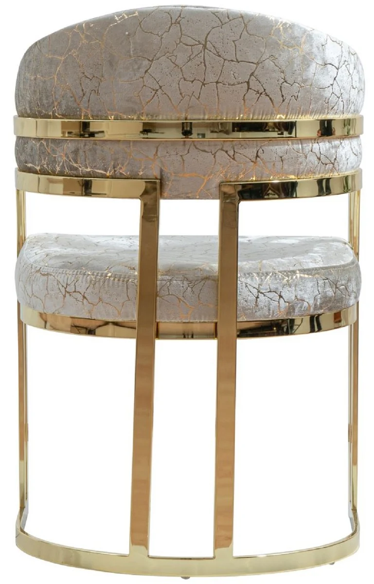 Casa Padrino Luxus Esszimmer Stuhl 6er Set mit Armlehnen Silber / Gold H. 88 cm