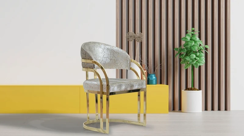 Casa Padrino Luxus Esszimmer Stuhl 6er Set mit Armlehnen Silber / Gold H. 88 cm