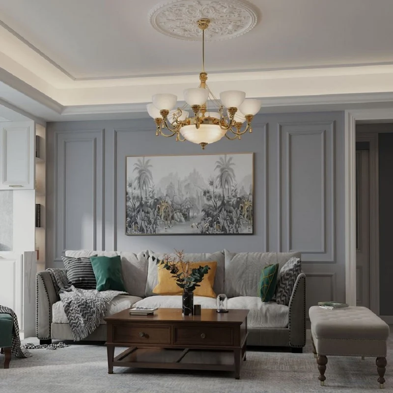 Casa Padrino Luxus Barock Kristall Kronleuchter Gold / Weiß Ø 95 cm
