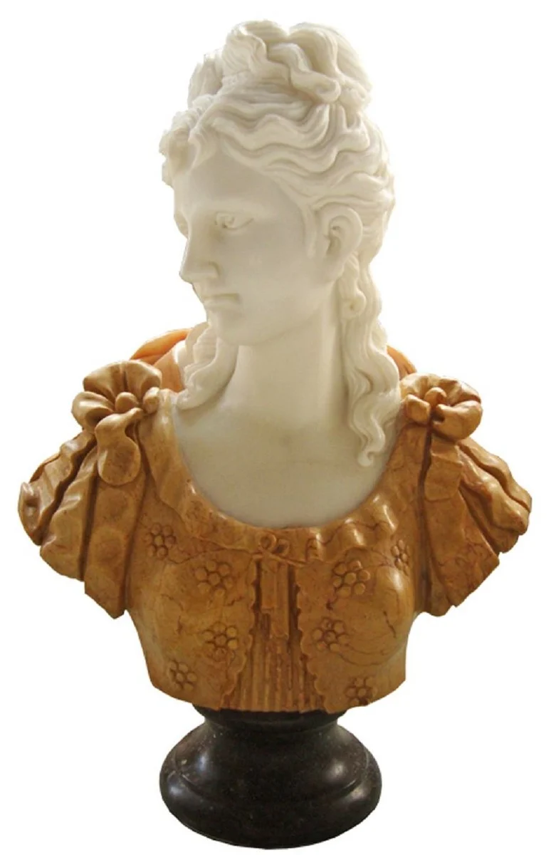 Casa Padrino Luxus Jugendstil Marmor Büste Dame Beige / Weiß H. 65 cm