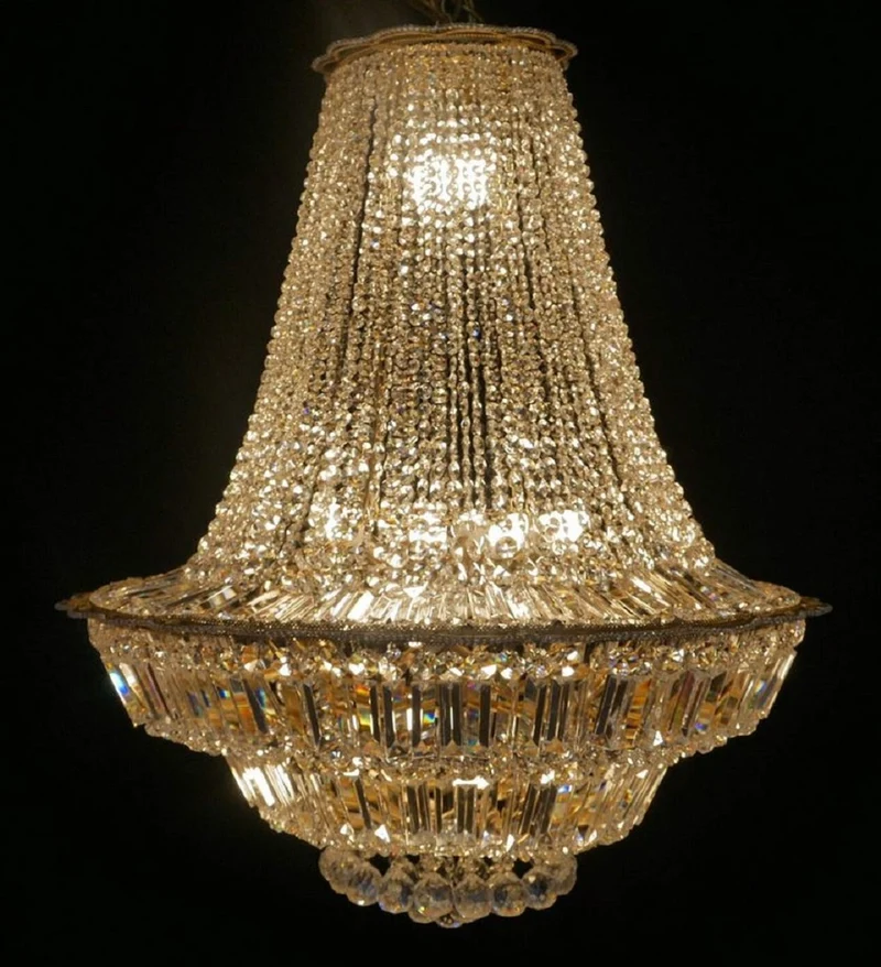Casa Padrino Luxus Barock Kristall Kronleuchter Gold Ø 80 x H. 110 cm - Runder Barockstil Kronleuchter mit edlem Kristallglas - Barock Leuchten - Edel & Prunkvoll - Luxus Qualität - Made in Italy