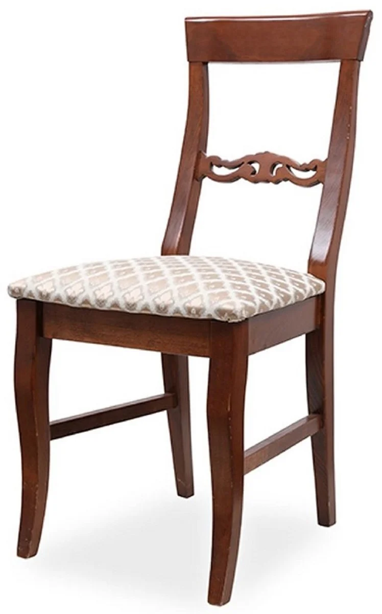 Casa Padrino Biedermeier Esszimmer Stuhl 6er Set Bronze / Weiß / Dunkelbraun 43 x 52 x H. 96 cm - Massivholz Küchen Stühle - Massivholz Esszimmer Möbel - Biedermeier Esszimmer Möbel