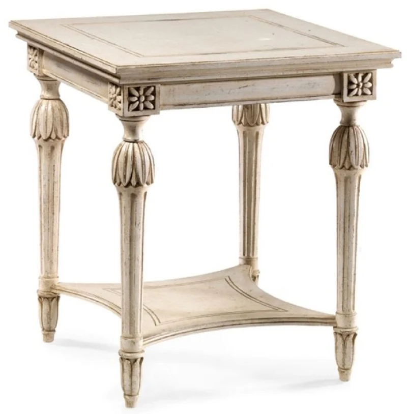 Casa Padrino Luxus Barock Beistelltisch Antik Cremeweiß / Braun - Prunkvoller Barockstil Massivholz Tisch - Luxus Möbel im Barockstil - Barock Möbel - Luxus Qualität - Made in Italy