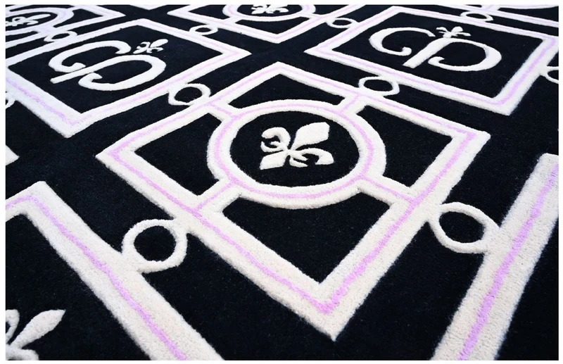 Casa Padrino Luxus Barock Teppich Schwarz / Weiß / Lila 200 x 300 cm - Barock Interior