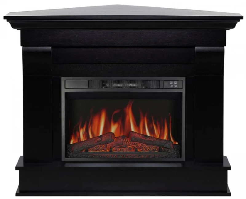 Casa Padrino Barock LED Elektro Eckkamin Schwarz 110 x 70 x H. 90,6 cm
