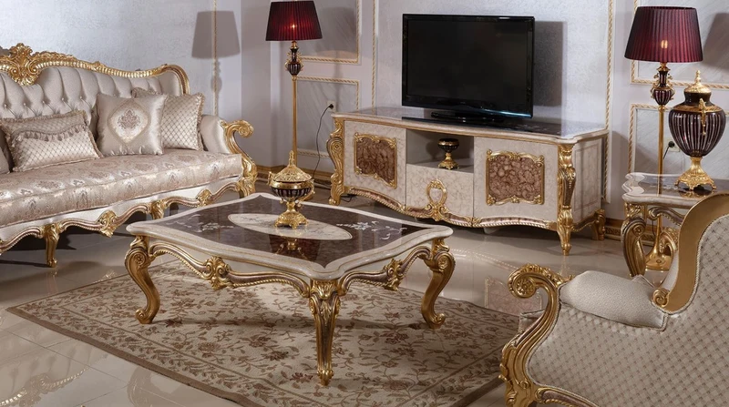 Casa Padrino Luxus Barockstil Wohnzimmer Möbel Set Silber / Braun / Gold