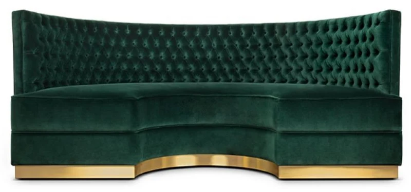 Casa Padrino Luxus Chesterfield Samt Sofa Grün / Antik Messing 205 cm - Made in Italy
