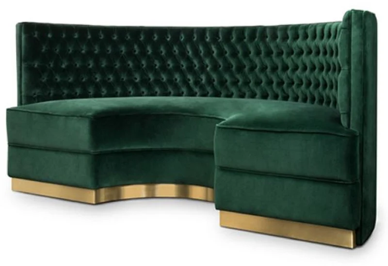 Casa Padrino Luxus Chesterfield Samt Sofa Grün / Antik Messing 205 cm - Made in Italy