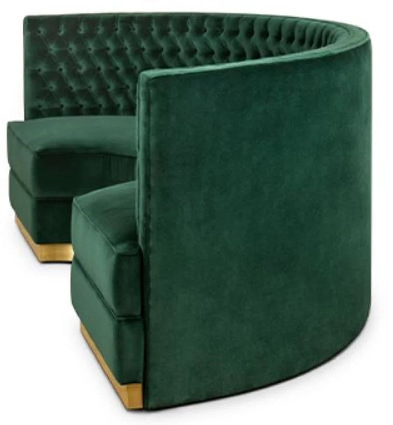 Casa Padrino Luxus Chesterfield Samt Sofa Grün / Antik Messing 205 cm - Made in Italy