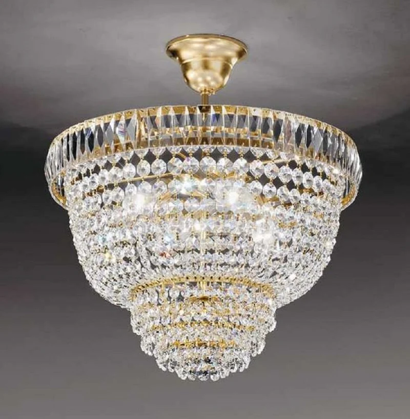 Casa Padrino Luxus Barock Kristall Hängeleuchte Gold Ø 33 cm - Made in Italy