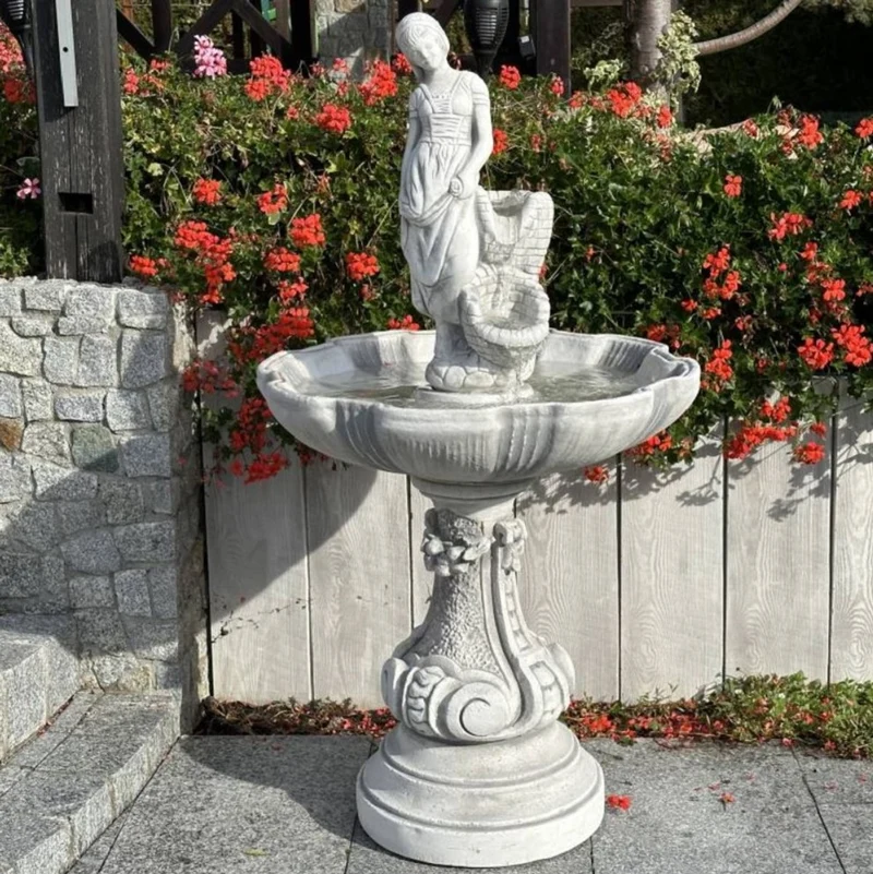 Casa Padrino Barock Springbrunnen Grau Ø 73 x H. 137 cm
