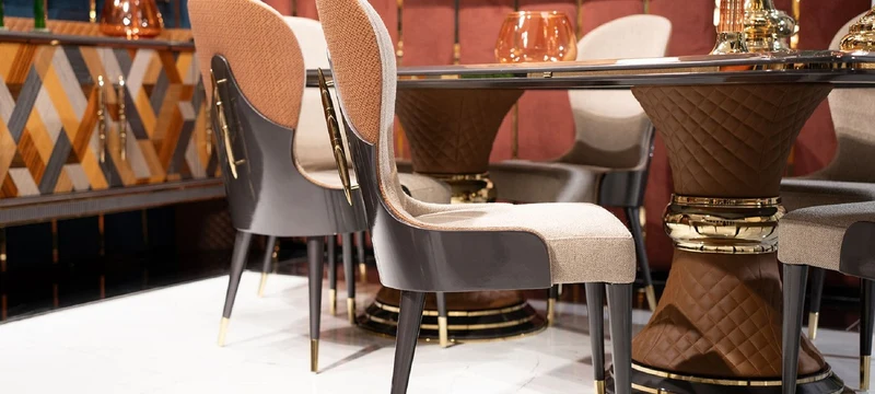 Casa Padrino Luxus Art Deco Esszimmer Stuhl 6er Set Creme / Braun / Grau / Gold - Art Deco Küchenstühle - Luxus Art Deco Esszimmer Möbel