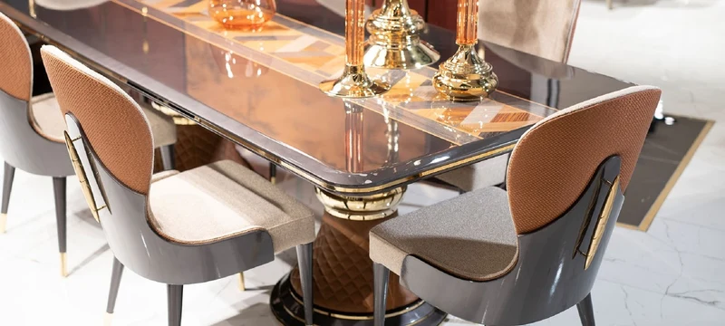 Casa Padrino Luxus Art Deco Esszimmer Stuhl 6er Set Creme / Braun / Grau / Gold - Art Deco Küchenstühle - Luxus Art Deco Esszimmer Möbel