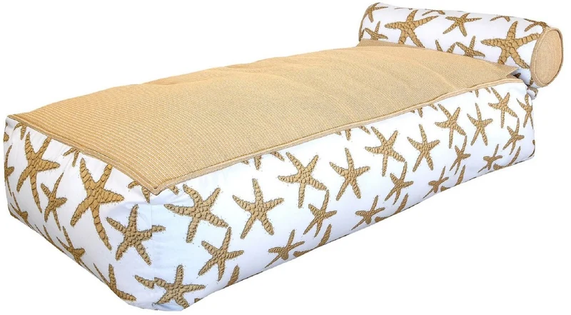 Casa Padrino Luxus Wasserliege mit Kopfstütze Weiß / Beige 180 cm