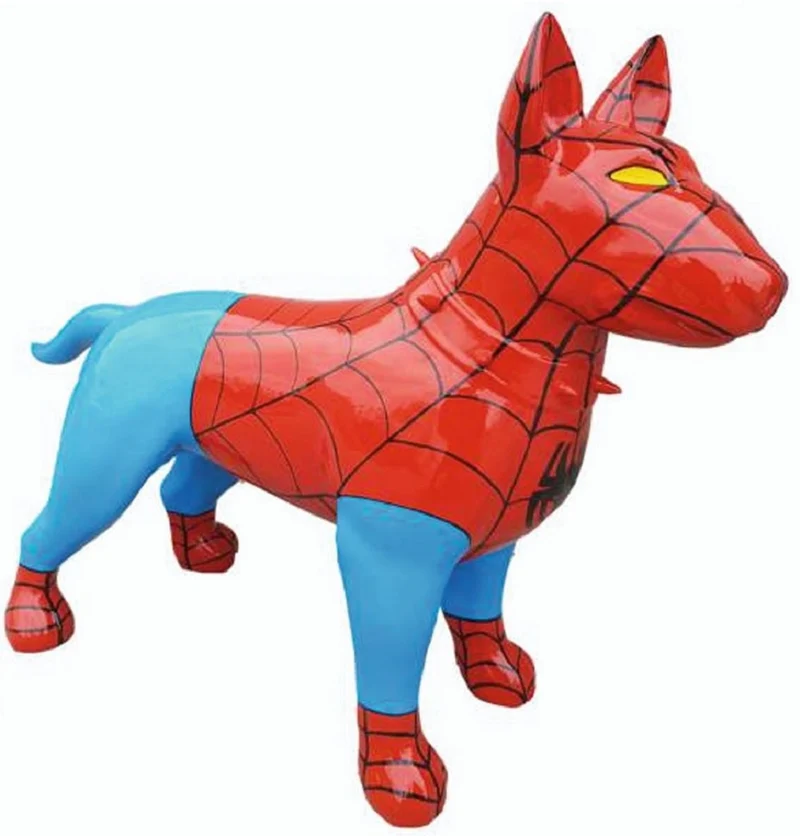 Casa Padrino XXL Deko Figur Hund Rot / Blau / Schwarz 116 cm - Garten Deko Skulptur
