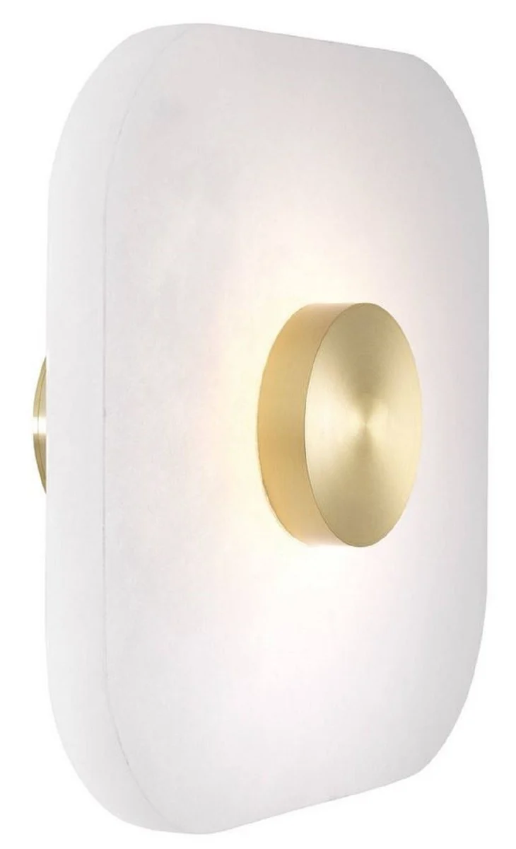 Casa Padrino Luxus LED Wandleuchte Alabaster / Hell Messing 28 x 10 x H. 28 cm