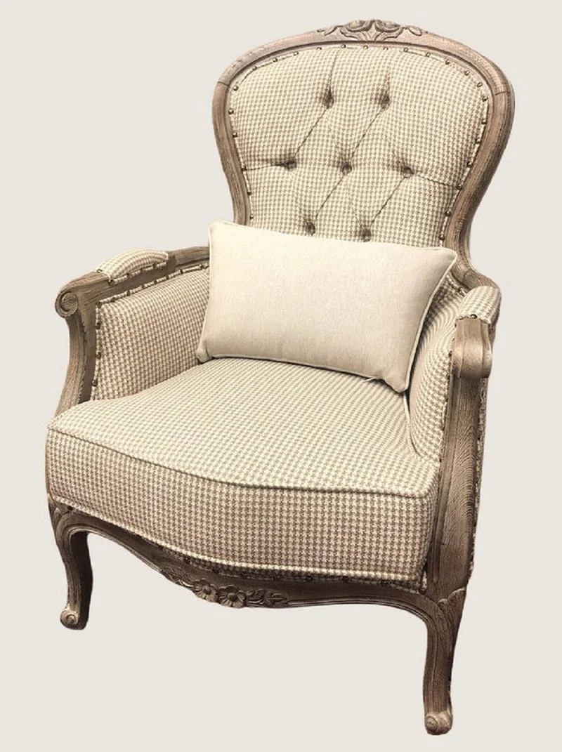 Pompöös by Casa Padrino Luxus Barock Sessel Provence Beige Muster / Braun - designed by Harald Glööckler