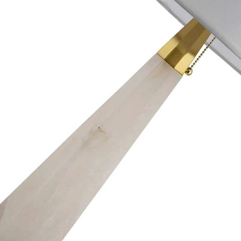 Casa Padrino Luxus Marmor Tischleuchte Weiß / Gold H. 67,5 cm