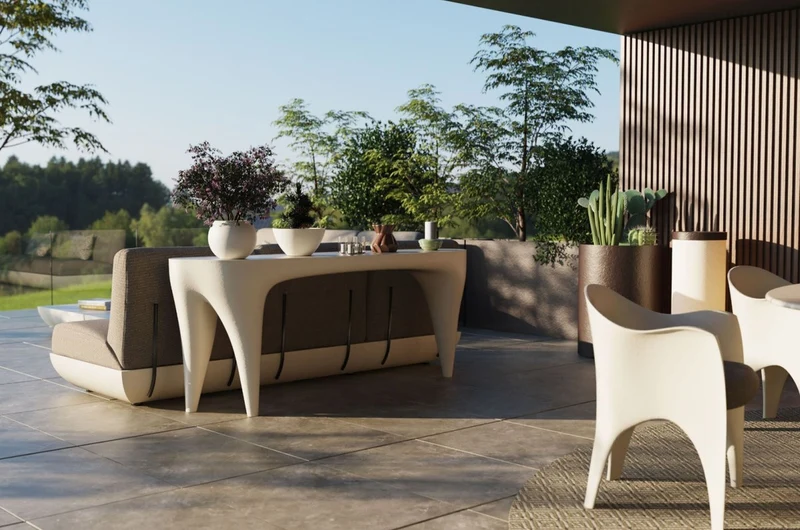 Casa Padrino Luxus Garten Konsole Matt Weiß 200 cm